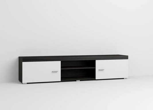 Comoda TV Alb-Stejar Negru