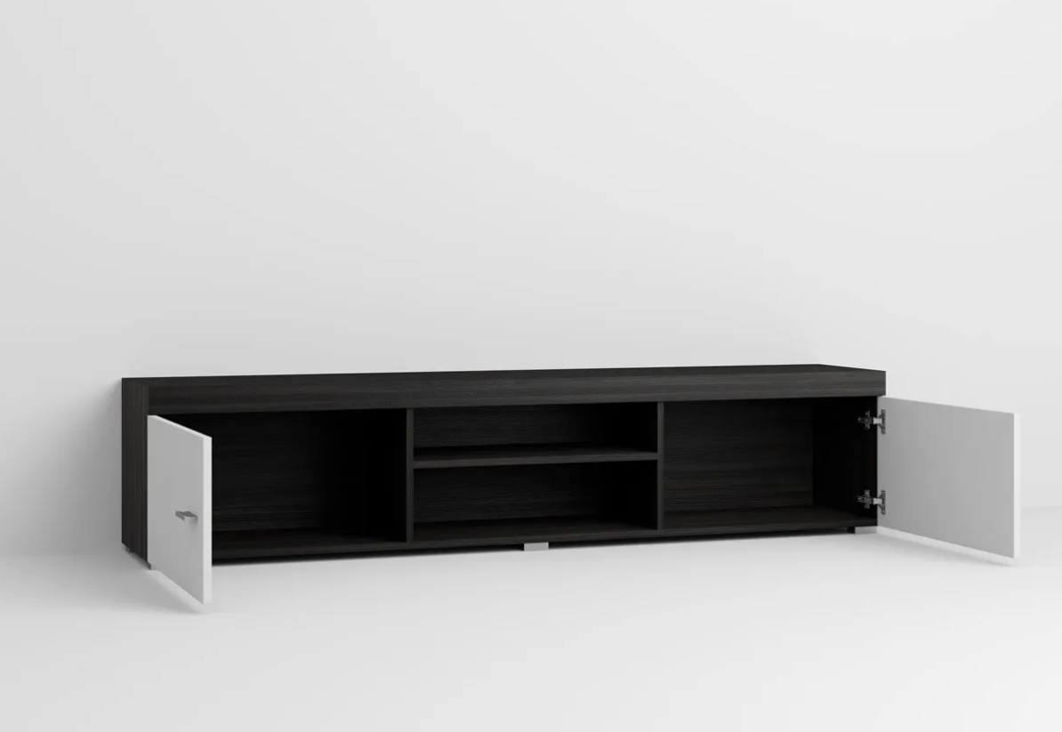 Comoda TV Alb-Stejar Negru
