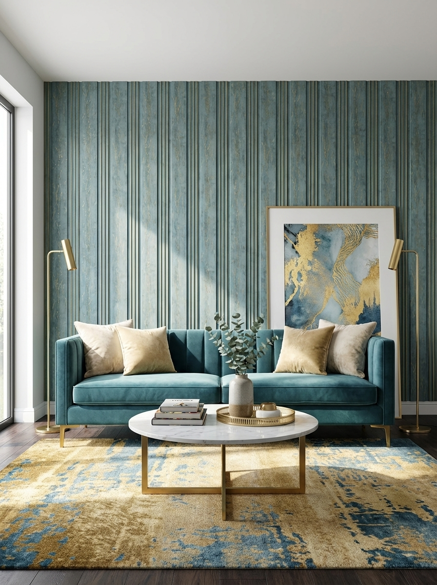 Riflaj Lemn Premium Albastru-Auriu